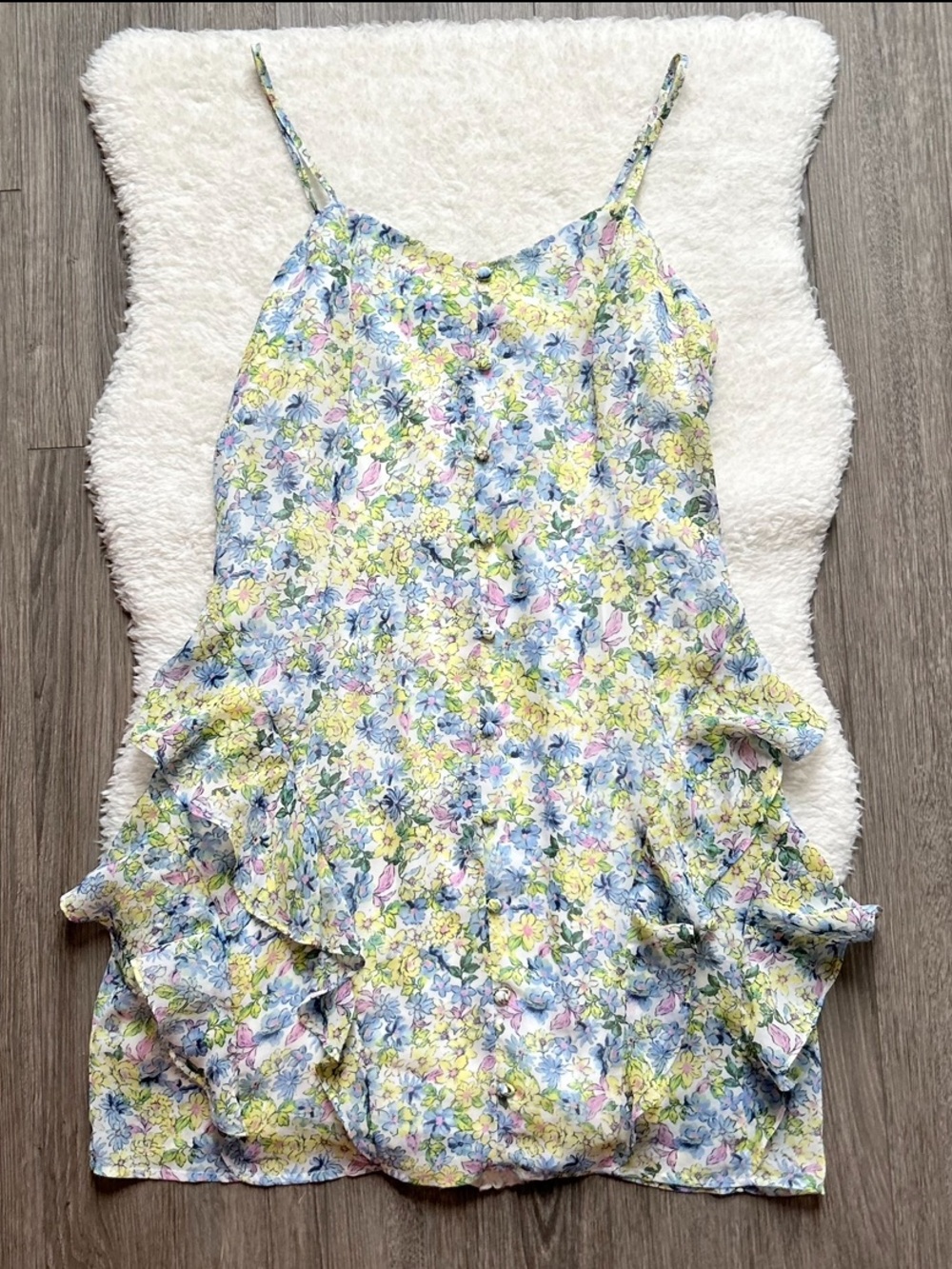 Nordstrom 19 Cooper Floral Ruffle Spaghetti Strap Dress NWT